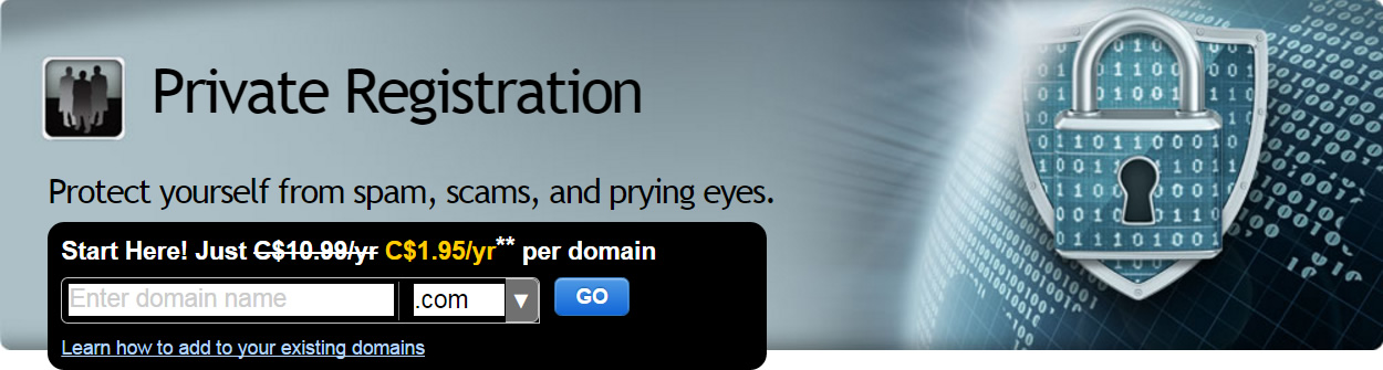get private domain registration at discount rate